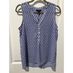 Gap Geometric Patterned Top - Blue/White‎ - Size Small